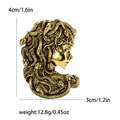 Vintage Medusa silhouette brooch in antique gold finish with dimensions 4cm x 3cm - Gold