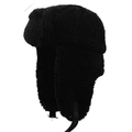 Colbacco invernale nero in lana d'agnello sintetica con paraorecchie e fibbia regolabile - XL (58-60cm) / Nero