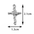 Silver vintage cross pendant with rose relief and size dimensions 2.1cm by 1.3cm - 3# / Steel
