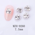 Vue détaillée de strass pour ongles en forme de fleur de 7,5mm sur manucure rose - Style Fleur à Trois Pétales (9260)