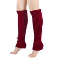 Winter rib-knit burgundy leg warmers with open heel for yoga and ballet dancers - Burgundy