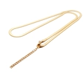 Sleek gold plated stainless steel flat snake chain necklace with lobster clasp and extender - Gold/3MM Wide/40CM Long/With Extension