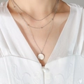 Collana a tre strati in acciaio inossidabile argento con ciondolo tondo Good Luck - Collana a 3 strati / Color Acciaio
