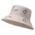 Bob en coton beige avec broderie ours et imprimé unique pour la protection solaire d'été - Taille unique / Beige