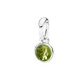 S925 sterling silver charm pendant with a round faceted green gemstone inlay - Faceted Gemstone Style / March Green