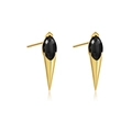 Minimalist S925 silver stud earrings with black cone-shaped stones in gold finish - 925 Silver / 18K Gold [Black Zirconia]