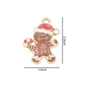 Brown gingerbread man enamel charm with red Santa hat and candy cane, 2.0cm x 1.4cm - 2339 Gingerbread Man