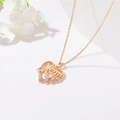 Gold heart Mom pendant necklace with inlaid crystals on a minimalist white background - Gold (0119)