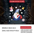 Stickers de Noël pour fenêtres avec gnomes et flocons, modèle SDUV-163-3, format 40x40cm - Lutin au chapeau bleu et bonhomme de neige(SDUV163-3)