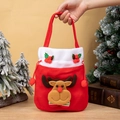 Christmas gift bag with 3D reindeer design and red felt drawstring handles - Brushed Pocket Reindeer