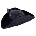 Chapeau de pirate vintage en cuir craquelé avec texture vieillie et design à tricorne - Noir