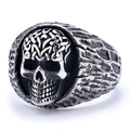 Anello teschio punk vintage in acciaio inossidabile con dettagli di nodi celtici - US 7 / Colore Acciaio (17112)