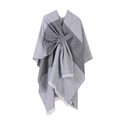 Grey and black knit poncho with tassel details and a unique front knot design - Tie-dye Light Gray
