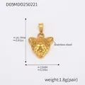 Golden cheetah head pendant in stainless steel with 18k gold plating and embossed texture - Leopard Head Style (D05) / Gold