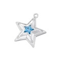 Détail du pendentif étoile en argent avec pierre bleue et zircons étincelants - Platine Zirconia Bleu