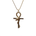 Gouden Ankh kruisketting met slangendetail en sprankelende ingelegde kristallen - Boxketting Kruis / Goud