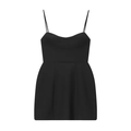 Chic black mini dress with thin straps, sweetheart neckline, and a flattering waist cinching - XS / Black