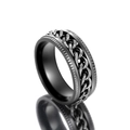 Detail of a rotating stainless steel chain ring with black vacuum plating and gear texture - Number 7 / Black