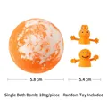 100g orange marble bath bomb with a cute random cartoon finger toy for kids spa - 100g Finger Toy (Sweet Orange)