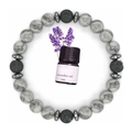 Bracciale aromaterapia in pietra lavica 8mm con boccetta di olio essenziale di lavanda - Pietra Map e Pietra Lavica (Con Olio Essenziale)