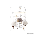 Cloud and star plush baby mobile with wooden ring and detailed size measurements - Grey Cloud Star Mobile