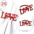 Set of 20 red heart napkin rings with LOVE engraving and 6cm x 2.5cm size guide - Red LOVE Wide Heart