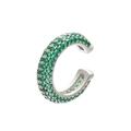 Macro shot of silver ear cuff with meticulously micro-paved vibrant green cubic zirconia - Silver Green Zirconia 1PC