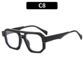 Classic C8 black oversized aviator sunglasses with a thick double bridge frame - Black Frame Clear Lenses