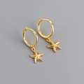 Élégantes boucles d'oreilles créoles avec pendentif étoile de mer en argent s925 - Argent 925 / Doré