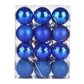 Set di 12 palline di Natale blu in varie finiture opache e lucide confezionate in scatola - 24 Pezzi/4cm / Blu