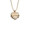 Gold-plated heart pendant necklace with MOM lettering and cubic zirconia accents - MAMA Letter Heart (CN001170)