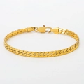 Elegantes goldenes Titanstahl-Gliederarmband mit Karabinerverschluss auf weißem Grund - Breite 5.0mm * 18cm / Gold