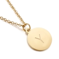 Collier minimaliste en or avec pendentif rond orné de la lettre Y gravée - Lettre Y