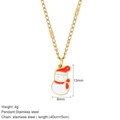Snowman pendant necklace in stainless steel with festive red hat and gold finish chain - Snowman Style (G18)