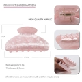 Pinza per capelli in acrilico rosa marmorizzato con specifiche dettagliate sulle dimensioni - Lunghezza 8.3cm / Rosa