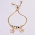 Bracciale a catena serpente regolabile placcato oro 18k con pendenti a stella - Oro