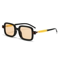 Modern square black frame sunglasses with orange lenses and gradient temples - C7-Glossy Black-Light Tea Lens