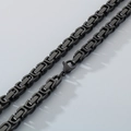 Collar de cadena bizantina en acero inoxidable negro con cierre de mosquetón seguro - Collar 45cm / 4MM Negro