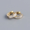 Orecchini a cerchio in argento S925 dorato con zirconi quadrati trasparenti brillanti - Color Oro (Zirconia Bianca)