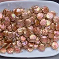 Baroque flat pearl charms with golden rim and double loops for DIY jewelry making - No.2 Width 12-14mm