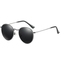 Occhiali da sole polarizzati rotondi retrò con montatura in metallo canna di fucile e lenti nere - Montatura Gunmetal Lenti Nero Grigio (Polarizzate) C7