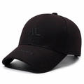 Black wool baseball cap with 3D embroidered AL letters and curved brim for casual wear - Adjustable / Black with Black Embroidery