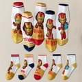 Pack of 5 cotton mesh socks for boys featuring Marvel Iron Man cartoon graphics - Iron Man Team B / Ages 9-13 (foot Length 19-23cm)
