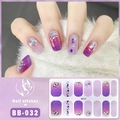 5D gel nail stickers set with purple gradient, glitter, and gold ring accents, model BB-032 - Style BB032
