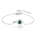 925 silver bracelet with infinity symbol and green gemstone centerpiece - Platinum Plated Green CZ Infinity Bracelet 1.97g