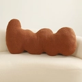Modern brown wavy pillow in soft teddy fleece fabric on a cream-colored sofa - 96*50cm/1.3kg / Chocolate Wave Pillow