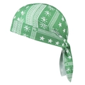 Macro view of green paisley bandana fabric with white star patterns and lace-up detail - One Size / Green