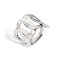 Polierte silberne ineinandergreifende Gliederkette auf verstellbarem Ringdesign - Silber Große Kette