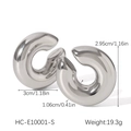 Dimensioni dettagliate dei cerchi in acciaio inossidabile argento per donna - Texture a Strisce Argentate (HC-E10001-S)
