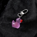 Portachiavi anatra viola traslucido con effetto occhio di gatto e fibbia in metallo - Viola